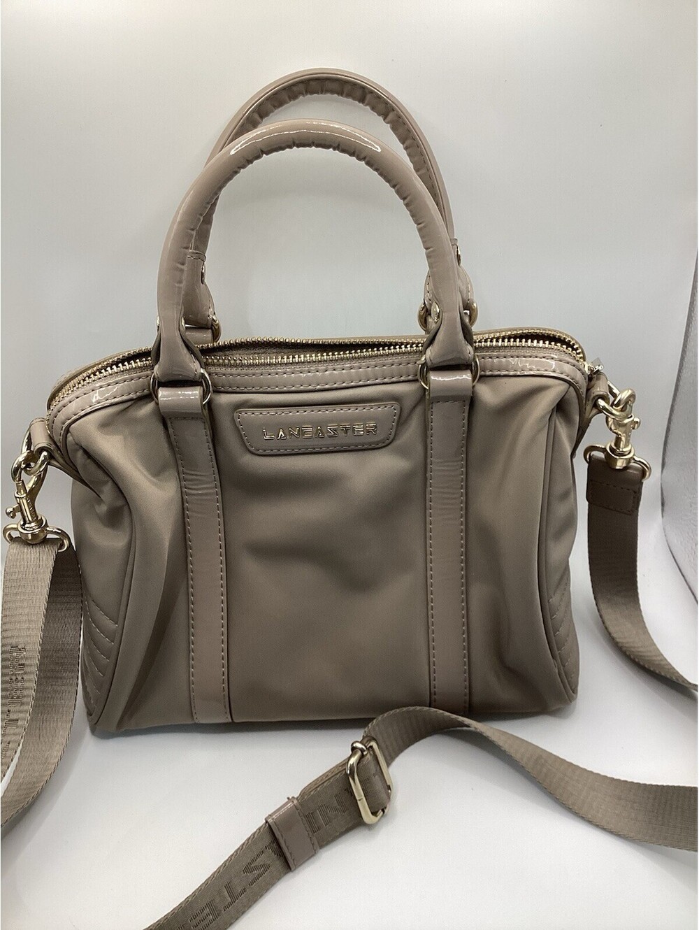 Lancaster Paris Nylon And Leather Satchel With Shoulder Strap